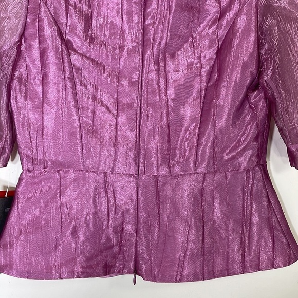 NWT. JS Collections 8 3D Floral Zipper Back Organza Blouse. - Picture 11 of 13